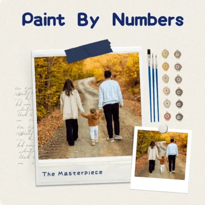 Large Format Custom Paint by Numbers Kit - Complex Landscape and Family Photo.