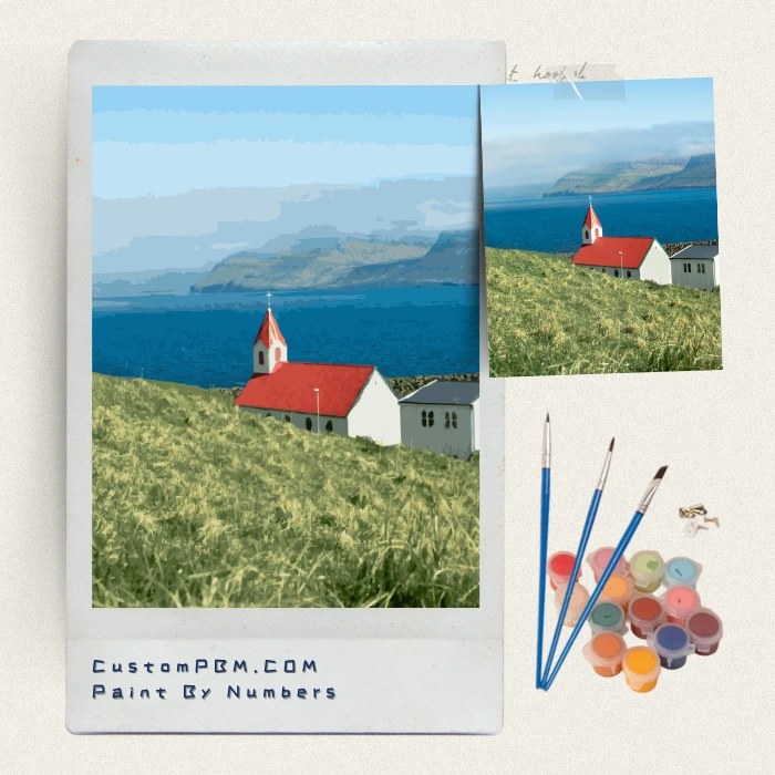 Custom Paint by Numbers Landscape Example - Photo to Canvas Comparison.