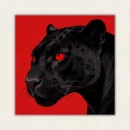 Professional black panther paint by numbers kit with glowing red eyes and vivid red background