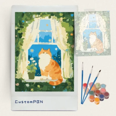 Paint by numbers kit for cat lovers with 24 acrylic colors
