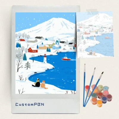 Custom paint by numbers kit with acrylic paints and brushes included