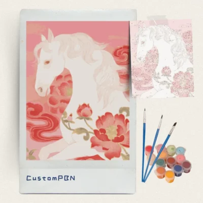 DIY horse and floral paint by numbers kit with 24 colors