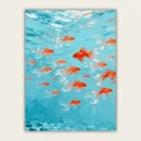 School of orange goldfish swimming underwater DIY oil painting