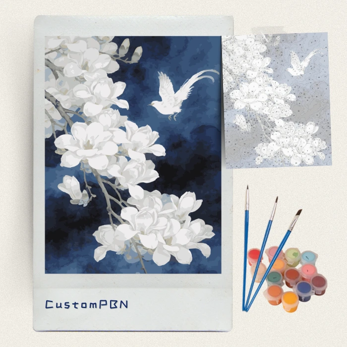 DIY floral paint by numbers kit with 24 acrylic colors