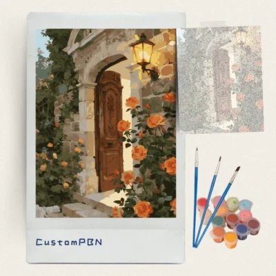 Custom paint by numbers kit with 24 colors and brushes