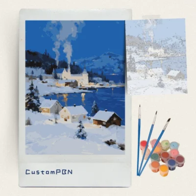 DIY paint by numbers kit with 24 acrylic colors and brushes