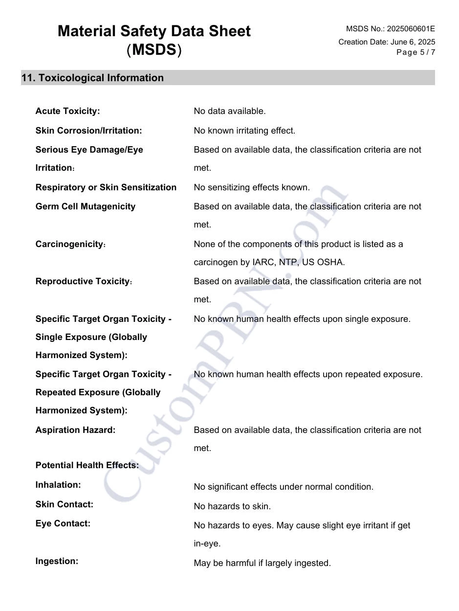 Toxicological report verifying our custom paint by numbers kits contain zero carcinogens and have no skin-irritating effects.