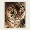 Finished DIY canvas painting of an intense tiger face portrait with detailed fur and 24 colors.