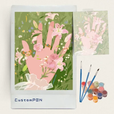 Fairycore floral hand paint by numbers kit with 24 colors and brushes