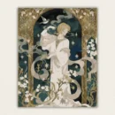 Finished Art Nouveau celestial woman paint by numbers canvas with starry night and floral arch