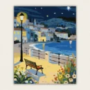 Finished coastal village starry night paint by numbers canvas art