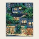 Finished cozy evening cityscape paint by numbers canvas art