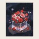 Finished enchanted glowing roses and butterflies paint by numbers canvas art