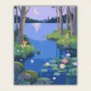 Finished moonlit lake and water lilies paint by numbers canvas art