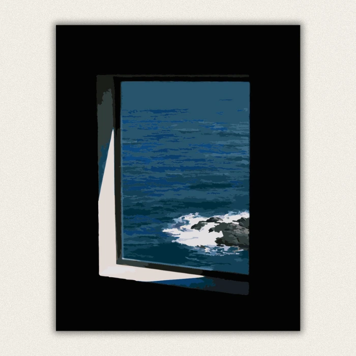 Ocean window view seascape paint by numbers for adults finished artwork