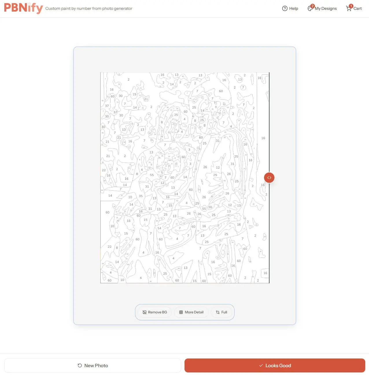 Black and white numbered line art generated by PBNify for a custom family portrait paint by numbers kit.
