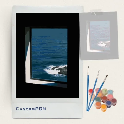 Ocean view paint by numbers kit with 24 colors acrylic paints and 3 brushes