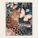 Finished tropical jungle leopard and pink butterfly paint by numbers canvas