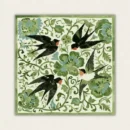 Finished vintage swallows and green floral botanical pattern paint by numbers canvas