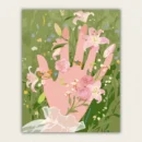 Finished whimsical floral hand with pink lilies paint by numbers canvas