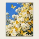 Finished yellow butterflies and white roses paint by numbers canvas art