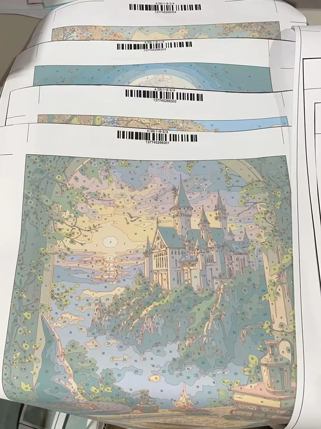 detailed color coded pbn canvas fantasy castle