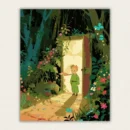 Magical forest and glowing door paint by numbers for adults finished artwork.