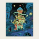 Magical night city and starry sky paint by numbers for adults finished canvas.