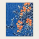 Blue background orange floral and songbird paint by numbers kit for adults