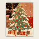 Christmas tree paint by numbers canvas with colorful ornaments and gifts