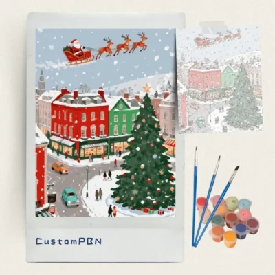 Complete paint by numbers kit with reference sheet, professional brushes, and non-toxic paints, packaged for fast US dispatch.