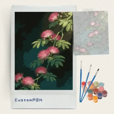 Complete professional paint by numbers set with canvas, paints, and 3 brushes