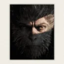 Dramatic gorilla portrait paint by numbers artwork with dark background