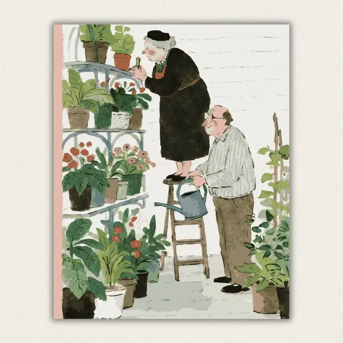 Garden greenhouse paint by numbers kit for adults