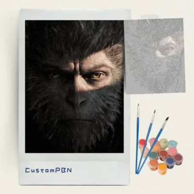 Gorilla paint by numbers kit with numbered canvas and 24 colors