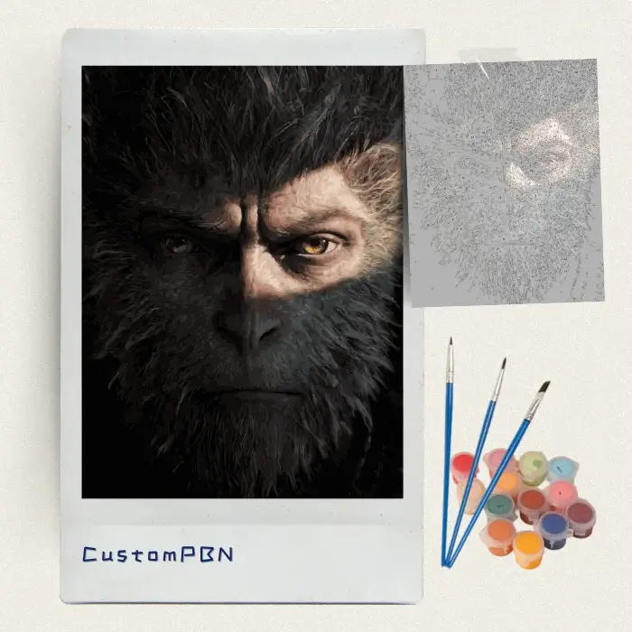 Gorilla paint by numbers kit with numbered canvas and 24 colors