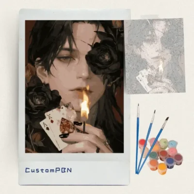 Gothic rose portrait paint by numbers kit with paints