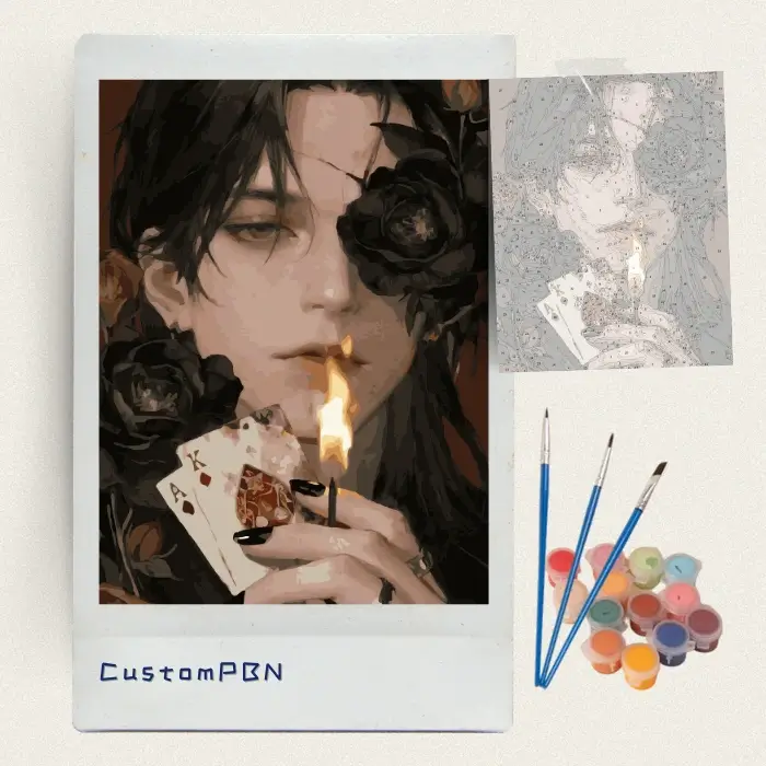 Gothic rose portrait paint by numbers kit with paints