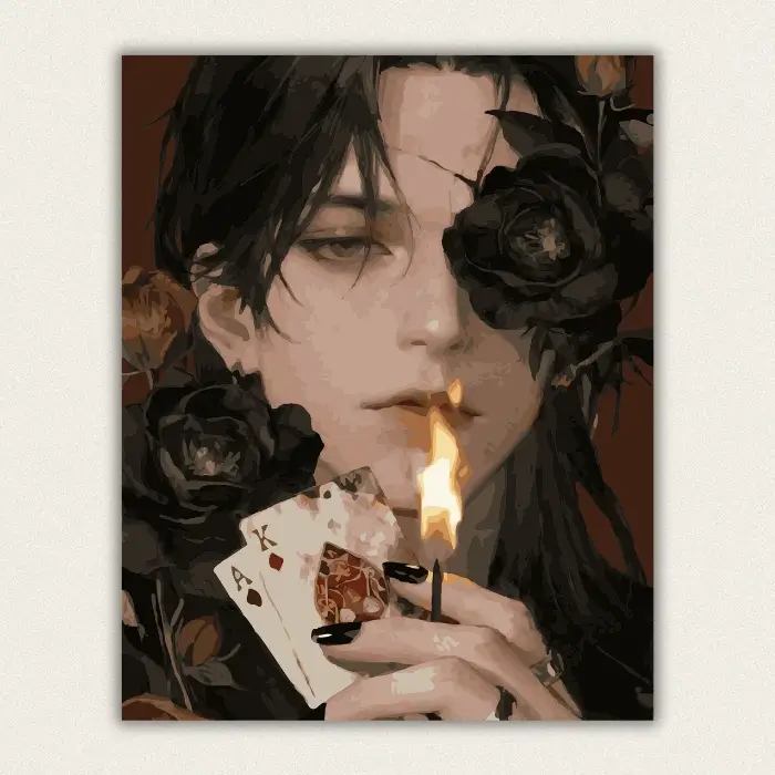 Gothic rose card portrait paint by numbers kit