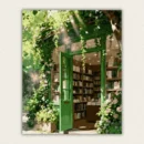 Finished sunlit green bookstore paint by numbers canvas