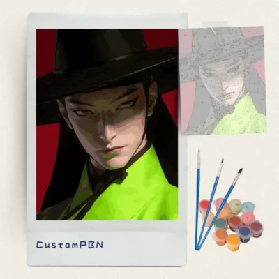 Neon noir portrait paint by numbers kit with paints