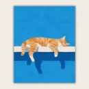 Finished orange tabby cat sleeping on shelf paint by numbers art