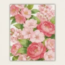 Finished pink blossom and peony paint by numbers canvas art on white background