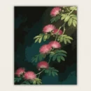 Professional dark botanical paint by numbers canvas of pink silk tree flowers
