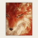 Red fox portrait paint by numbers artwork in warm orange and cream tones