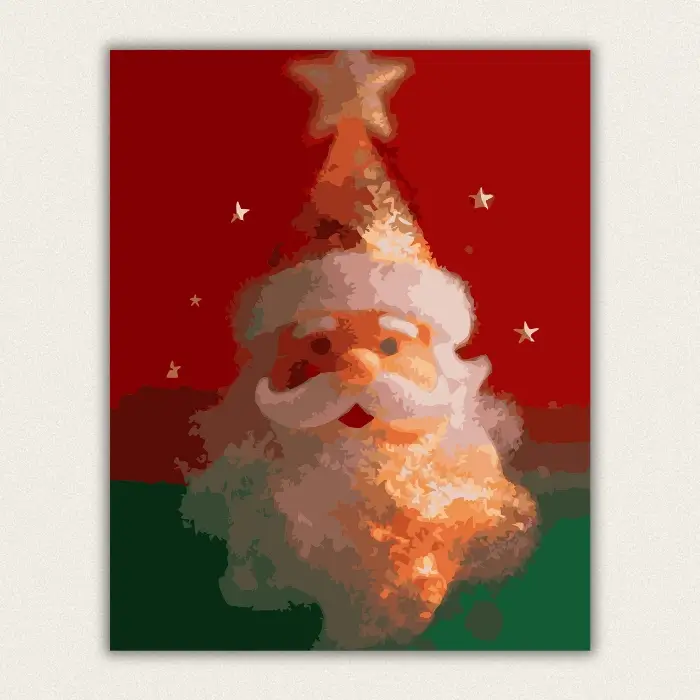Santa Claus portrait paint by numbers finished artwork