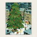 Finished snowy Christmas village paint by numbers artwork