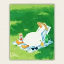 Finished summer duck paint by numbers canvas art with hat and drink