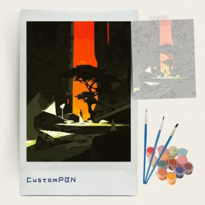 Sunset canyon traveler paint by numbers kit with paints and brushes