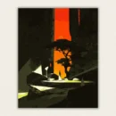 Sunset canyon paint by numbers artwork with lone traveler